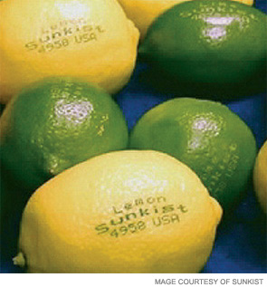 Laser etching has been demonstrated as safe for labeling citrus fruit.