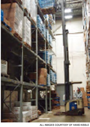 A Hans Kissle storage area. Employees are trained in FIFO and allergen-control programs.